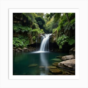 Waterfall In The Rainforest Art Print