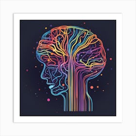 Human Head With Tree Art Print