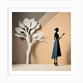 Woman Standing In Front Of Tree Art Print