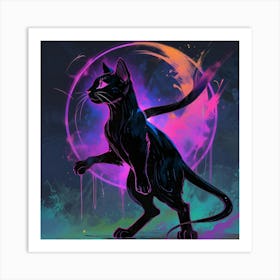 Black Cat On The Moon Art Print