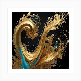 Gold Water Splash Art Print