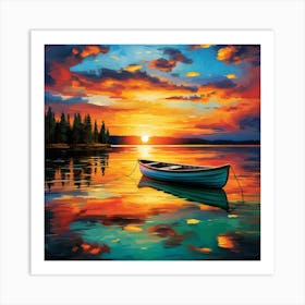 Sunset Boat 1 Art Print