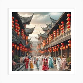 Chinese Women In Traditional Dress Art Print