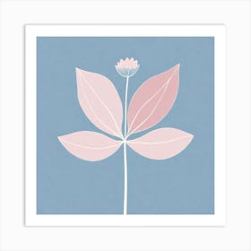 A White And Pink Flower In Minimalist Style Square Composition 443 Art Print