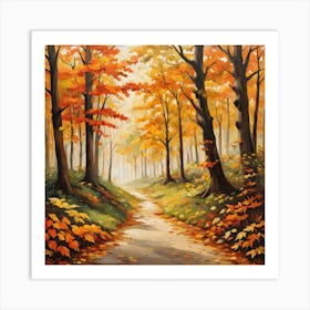 Forest In Autumn In Minimalist Style Square Composition 272 Art Print