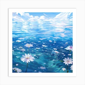 Daisies In The Water 4 Art Print