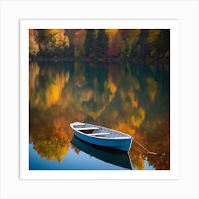 Small Boat In Autumn Art Print