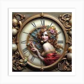 Clock Girl Art Print