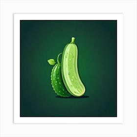 Cucumber On Green Background 2 Art Print