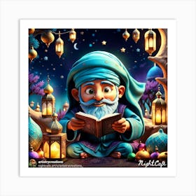 Muslim Man Reading A Book Art Print