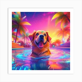 Dog In The Pool 3 Art Print