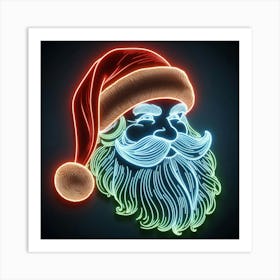 Neon Santa Claus Art Print