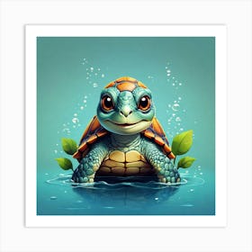 Turtle In Water 1 Art Print