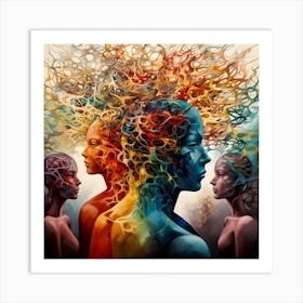 Three Women With Hair Art Print