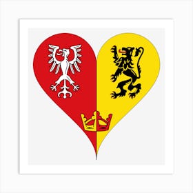Ahrweiler Coat Of Arms Heart Emblem Lion Eagle Crown Symbol Cut Out Art Print