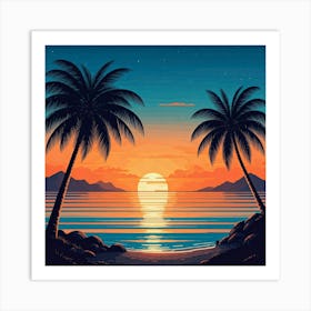 Sunset Palm Trees Art Print