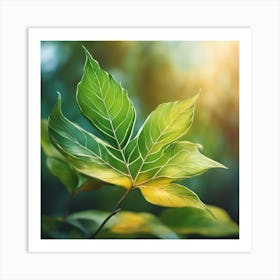 Green Leaf In The Forest 3 Art Print