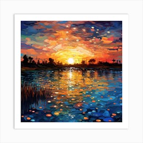 Sunset By The Lake 1 Art Print