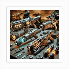 A Detailed Close Up Scene Showcasing The Energy Weapons Of The Martian Legionnaires Art Print