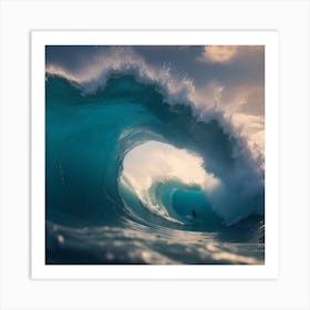 Surfer Riding A Wave Art Print