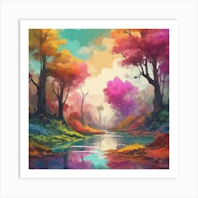 River In The Forest 3 Art Print