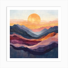 Sunset Over The Mountains Canvas Print Art Print