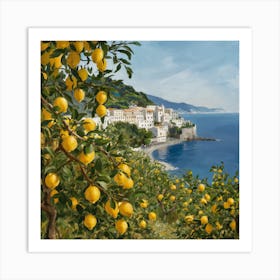 Amalfi View With Lemons Travel Painting Italy Art Print 5 Art Print