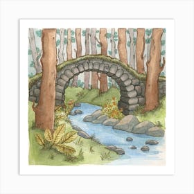 Stone Bridge In The Woods Art Print