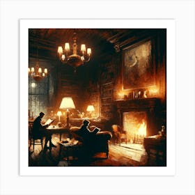 Room With A Fireplace Art Print Art Print