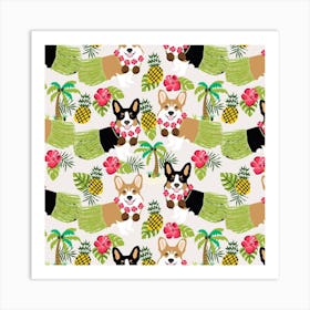 Hawaiian Corgis Hula Pattern Art Print