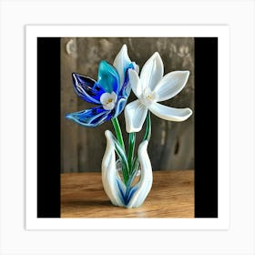 Blue And White Flowers Art Print