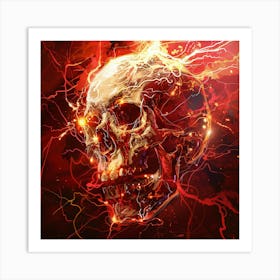 Skull With Lightning Art Print