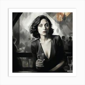 Woman With A Glass Of Wine Art Print