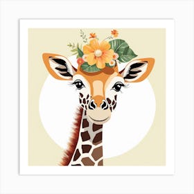 Floral Baby Giraffe Nursery Illustration (4) 1 Art Print