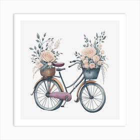 Floral Bicycle (3) Art Print