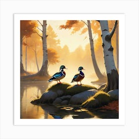 Ducks In The Woods Art Print