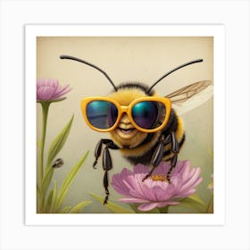 Bee In Sunglasses Art Print