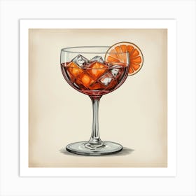 Illustrative Albedo Mid Century Negroni Cocktail Art 0 Art Print