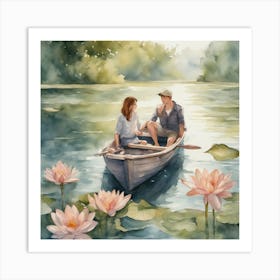 Couple In A Boat 2 Art Print