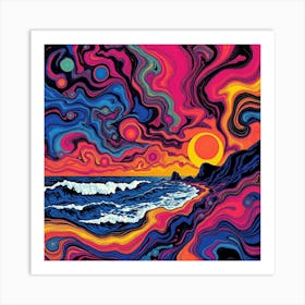 Psychedelic Sunset Art Print