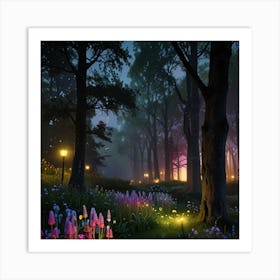 Fairy Forest At Night Art Print