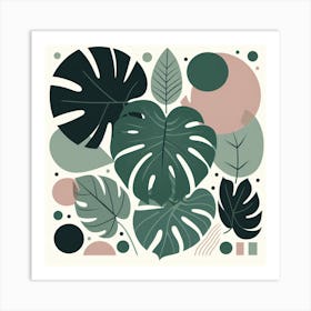 Scandinavian style, Large green monstera leaves 2 Art Print