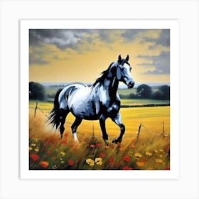 Horse In A Field Art Print