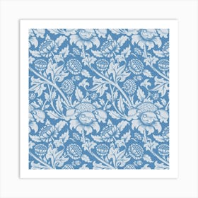 Blue Floral Wallpaper 2 Art Print