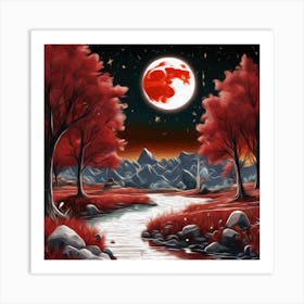 Red Moon In The Sky Art Print