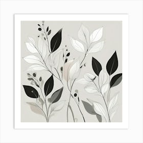 Black And White Leaves Art Print