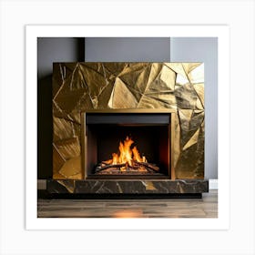 Firefly Modern Geometric Fireplace With Brass Accents 20356 (2) Art Print