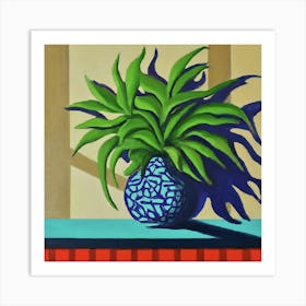 Plant In A Blue Vase Art Print