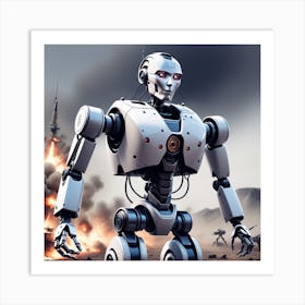 Robot In Action Art Print