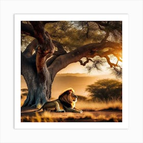 Lion Under The Tree 26 Art Print